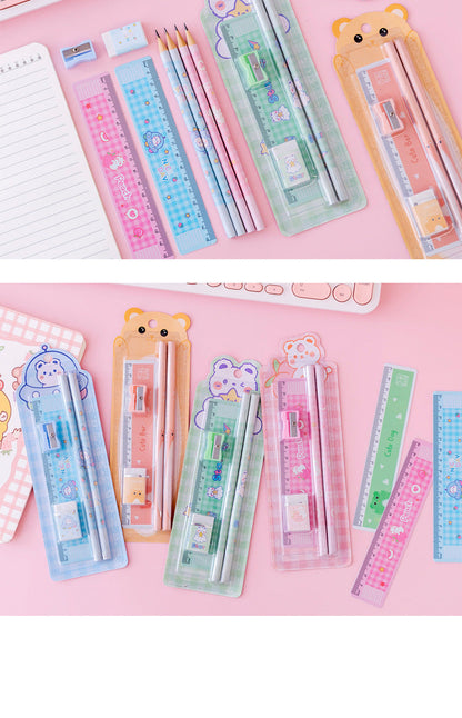 Cartoon HB Pencil School Supplies Set Wooden Pencil Set Cartoon Art Supplies Stationery Gifts Students Children's