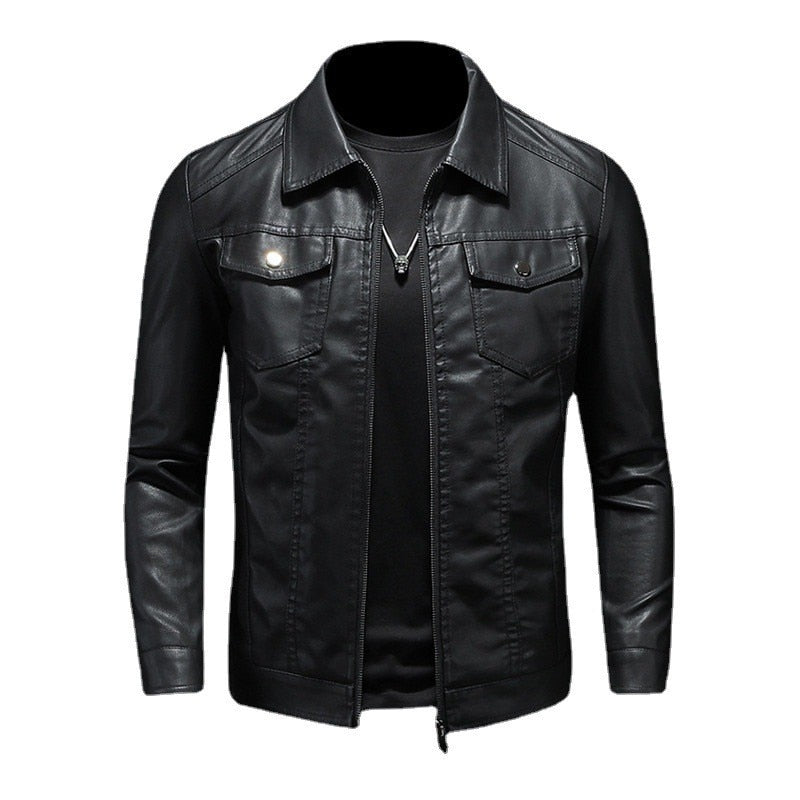 Casual For Autumn Spring Outdoor Leather Zip Up Jacket Men's PU Faux Black Vintage Suede Oversize Coat 901 B