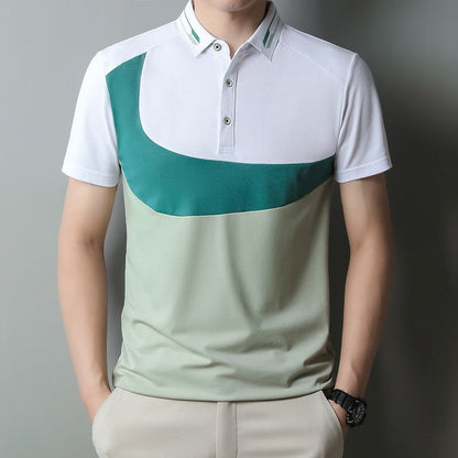 Casual Summer Short Sleeve Patchwork Polo Shirt Brand Fashion Clothes For Men Oversize T25 7