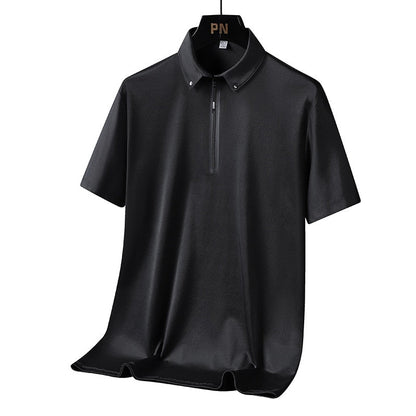 Casual Summer Short Sleeve Solid Black Blue Polo Shirt Brand Fashion Clothes For Men Oversize