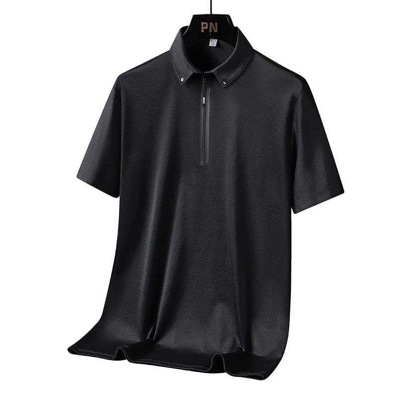 Casual Summer Short Sleeve Solid Black Blue Polo Shirt Brand Fashion Clothes For Men Oversize 331 B