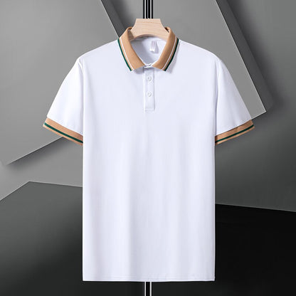 Casual Summer Short Sleeve Solid Black White Polo Shirt Brand Fashion Clothes For Men Oversize 095 2