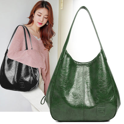 Casual Women Handbag Purse Large Capacity Tote Bag High Quality Lady Bag Vintage Hobo Bag Soft Patchwork Shoulder Bag Brown