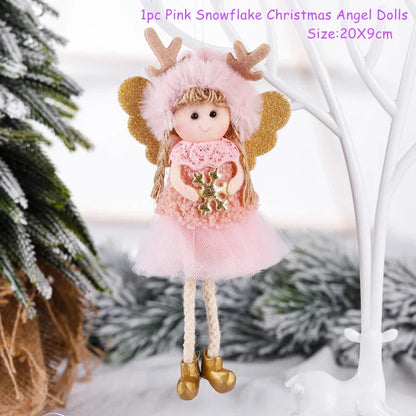 Christmas Decorations Christmas Angel Dolls New Year Gifts Navidad Xmas Tree Ornaments for Home Natal Noel Fall Decor 214--Snowflake Pink