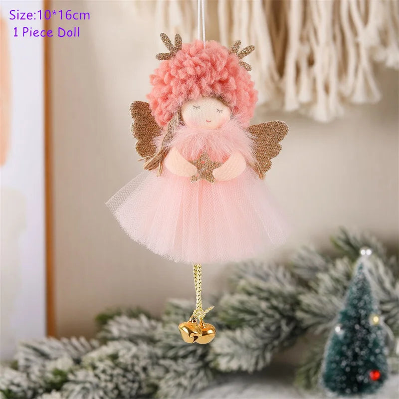 Christmas Decorations Christmas Angel Dolls New Year Gifts Navidad Xmas Tree Ornaments for Home Natal Noel Fall Decor 216-Pink Cute Girl