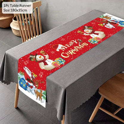 Christmas Table Runner TableCloth Merry Christmas Decoration for Home Xmas Ornament Navidad Noel Natal Gifts New Year M
