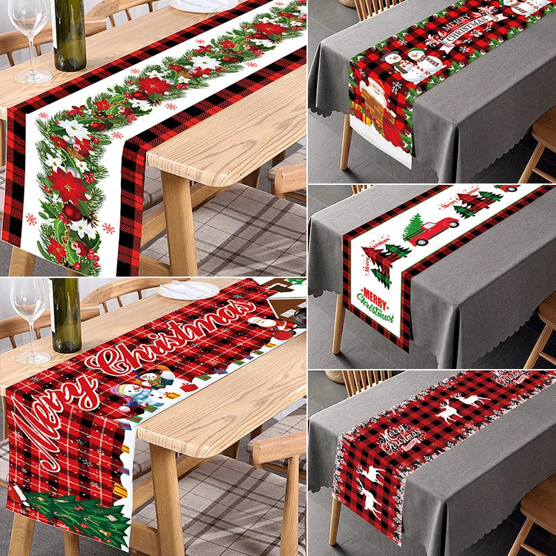 Christmas Table Runner TableCloth Merry Christmas Decoration for Home Xmas Ornament Navidad Noel Natal Gifts New Year