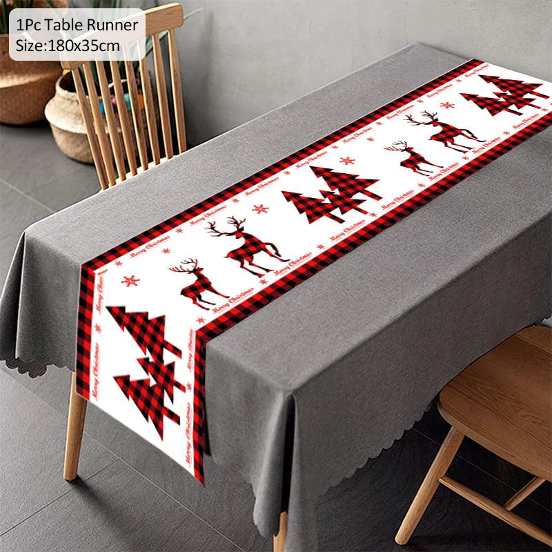 Christmas Table Runner TableCloth Merry Christmas Decoration for Home Xmas Ornament Navidad Noel Natal Gifts New Year D