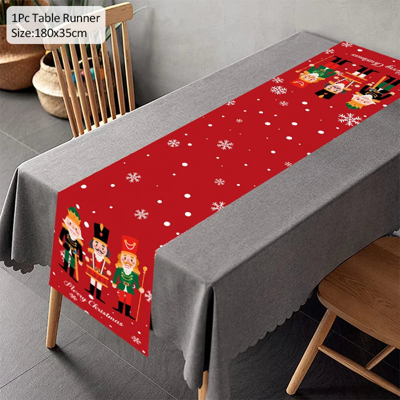 Christmas Table Runner TableCloth Merry Christmas Decoration for Home Xmas Ornament Navidad Noel Natal Gifts New Year J