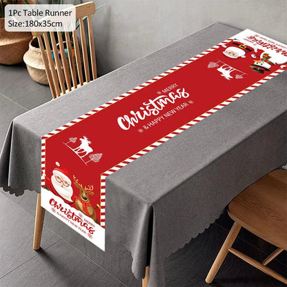 Christmas Table Runner TableCloth Merry Christmas Decoration for Home Xmas Ornament Navidad Noel Natal Gifts New Year G
