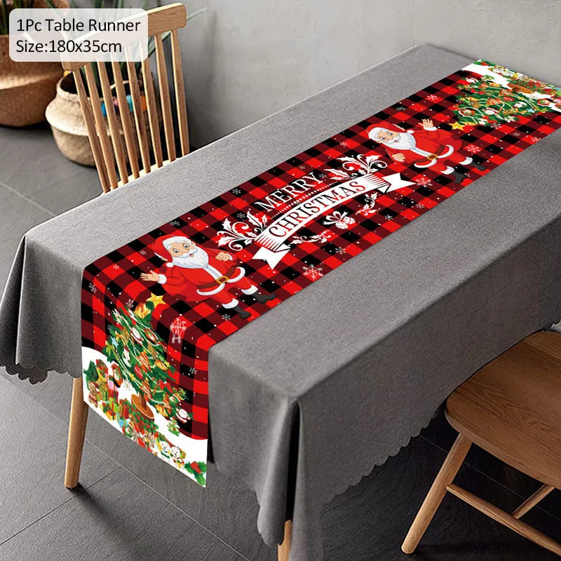 Christmas Table Runner TableCloth Merry Christmas Decoration for Home Xmas Ornament Navidad Noel Natal Gifts New Year L