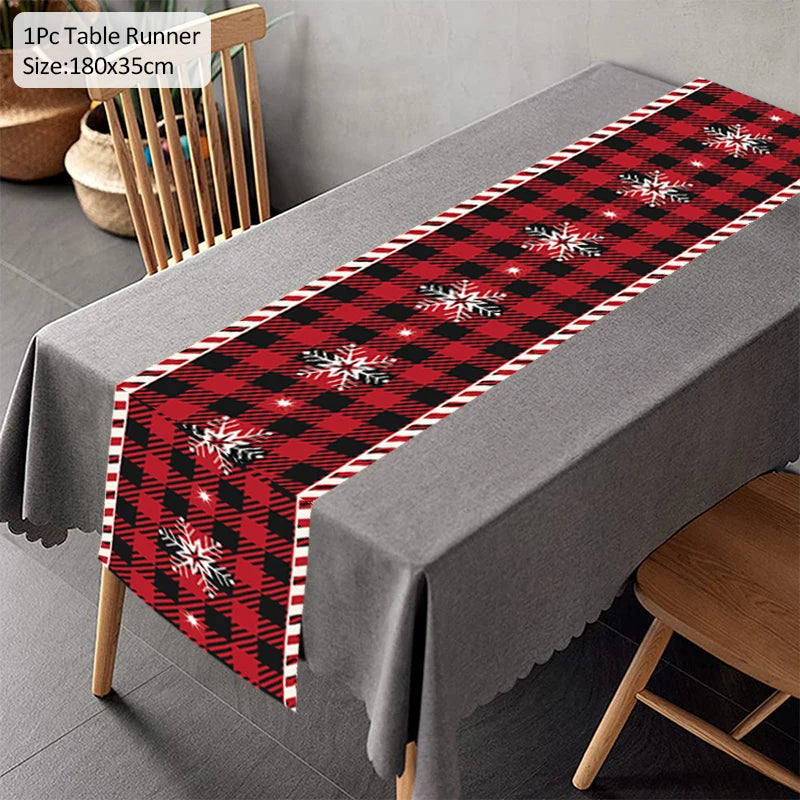 Christmas Table Runner TableCloth Merry Christmas Decoration for Home Xmas Ornament Navidad Noel Natal Gifts New Year F