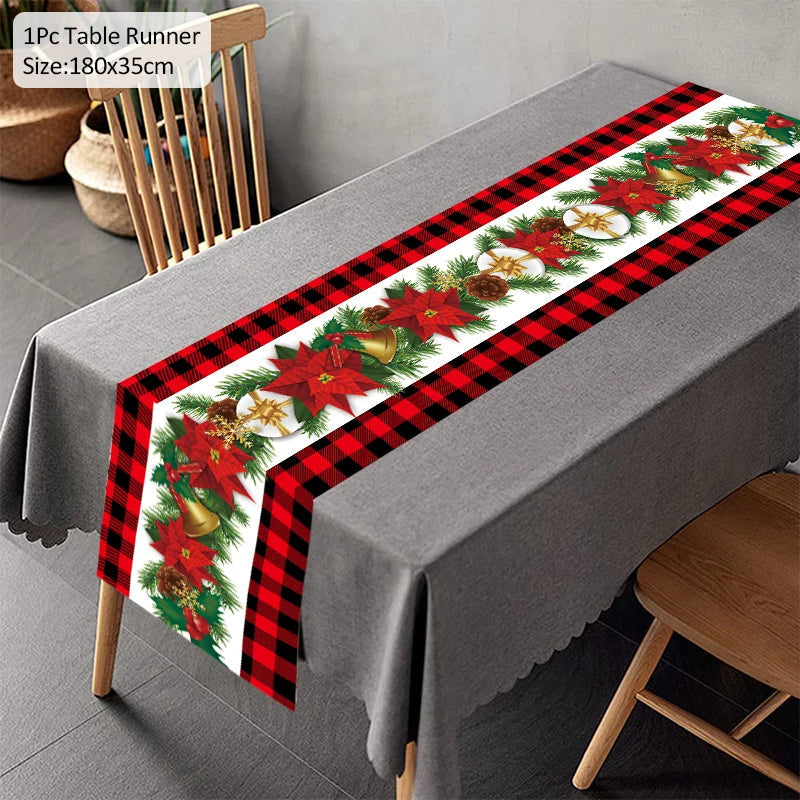 Christmas Table Runner TableCloth Merry Christmas Decoration for Home Xmas Ornament Navidad Noel Natal Gifts New Year K
