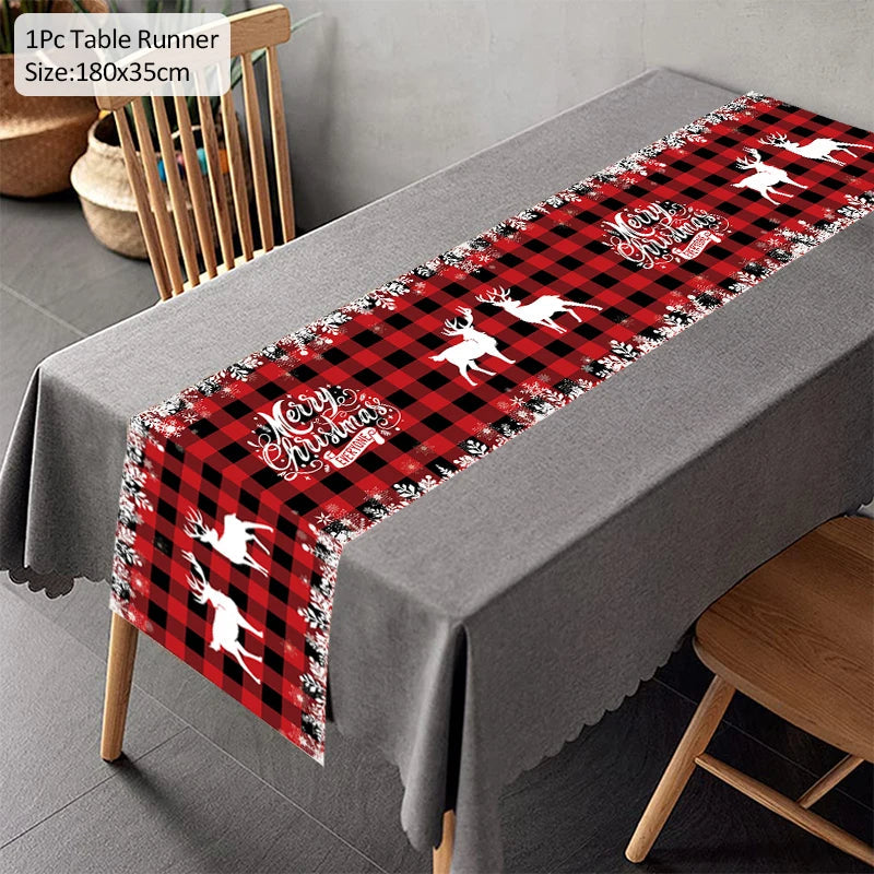 Christmas Table Runner TableCloth Merry Christmas Decoration for Home Xmas Ornament Navidad Noel Natal Gifts New Year B