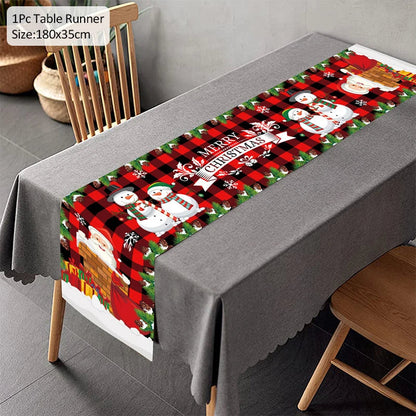 Christmas Table Runner TableCloth Merry Christmas Decoration for Home Xmas Ornament Navidad Noel Natal Gifts New Year H