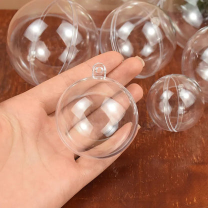 Clear Christmas Ball Transparent Fillable Bauble Xmas Tree Hanging Ornament Pendant Christmas Decorations For Home Kids Gift Box