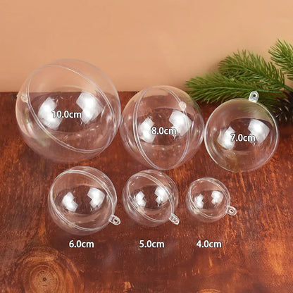 Clear Christmas Ball Transparent Fillable Bauble Xmas Tree Hanging Ornament Pendant Christmas Decorations For Home Kids Gift Box transparent