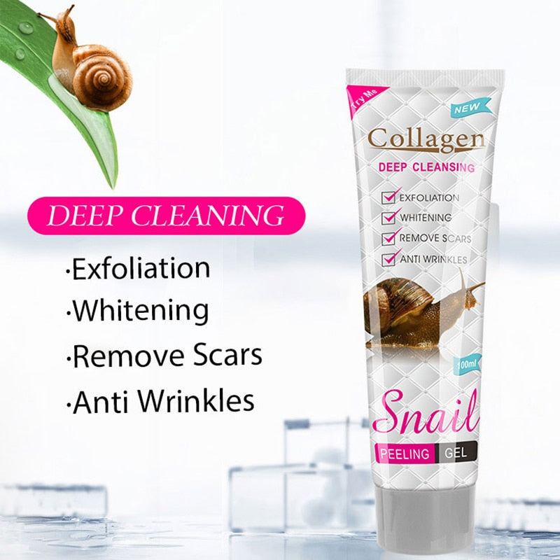 Collagen Snail Exfoliating Gel Gently Cleanses Pores Moisturizing Skin Anti Acne Remove Blackhead Face Peeling Cleanser 100ml