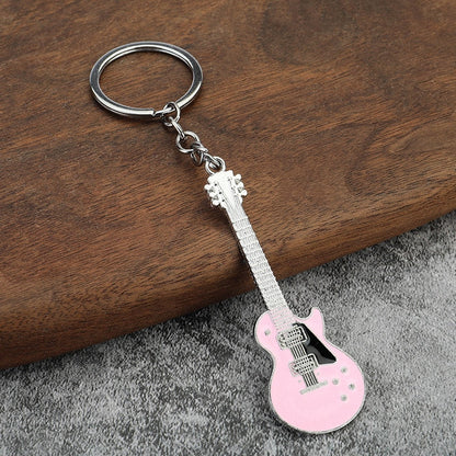 Creative Musical Instrument Pendant Event Gift Bag Pendant Metal Lacquer Guitar Keychain PINK