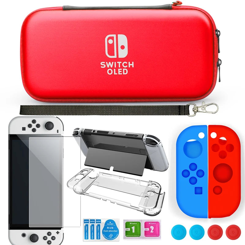 Crystal Clear Case Kit for Nintendo Switch Oled Carrying Travel Bag Pouch for Ns Oled Game Console Protection & Screen Protector