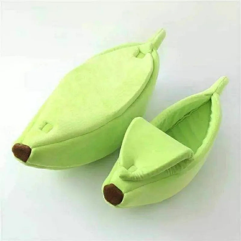 Cute Banana Cat Bed House Super Soft Pet Kennel Dog Warm Sleeping Basket Kitten Comfort Cushion For Cats Portable Cozy Cave green