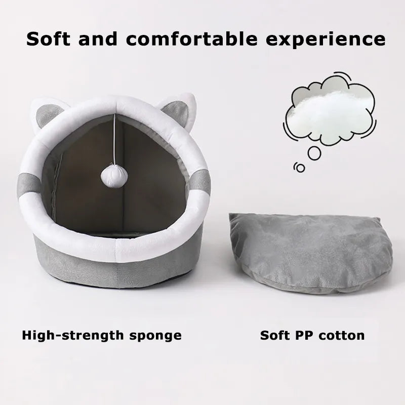 Cute Cat Bed Pet House Kitten Lounger Cushion Small Dog Tent Mat Washable Puppy Basket Cave Mat Soft for Cats House Bed Supplies