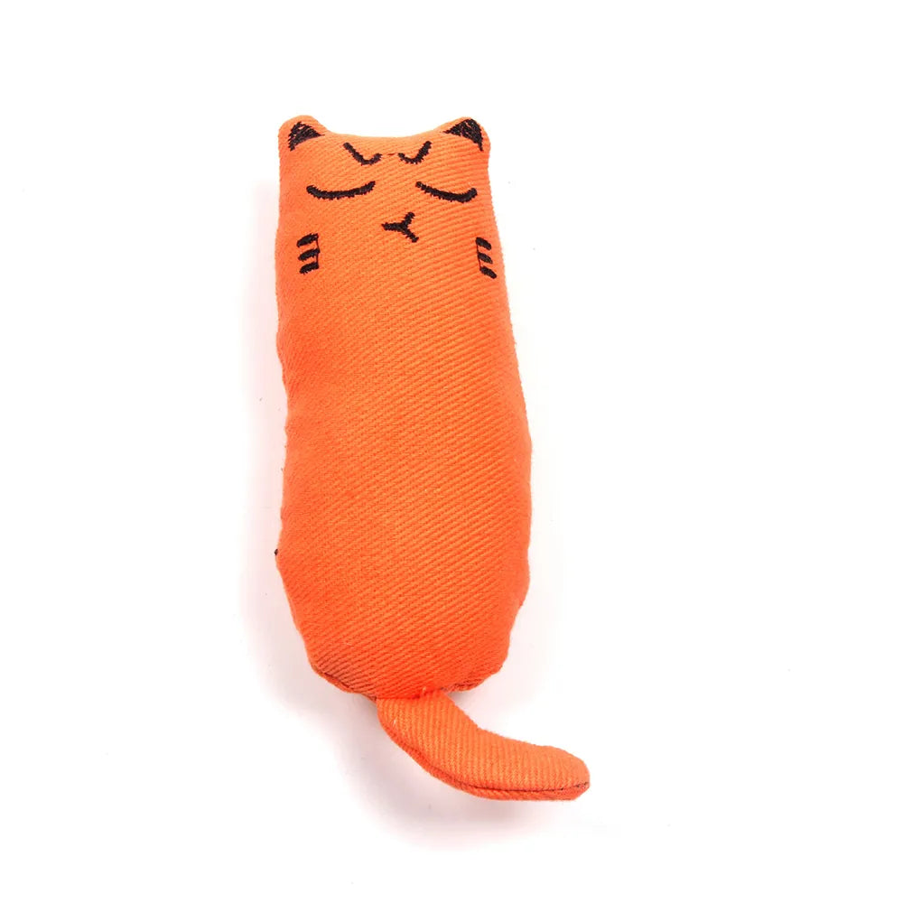 Cute Cat Toys Funny Interactive Plush Cat Toy Mini Teeth Grinding Catnip Toys Kitten Chewing Squeaky Toy Pets Accessories 01 orange