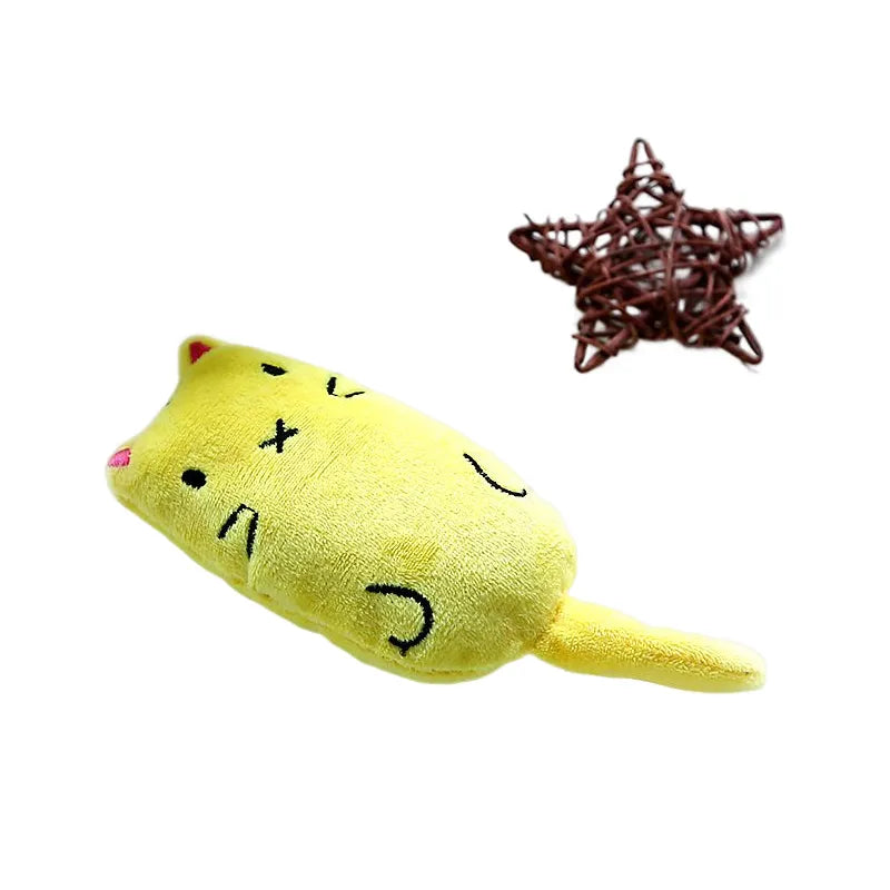 Cute Cat Toys Funny Interactive Plush Cat Toy Mini Teeth Grinding Catnip Toys Kitten Chewing Squeaky Toy Pets Accessories 04 yellow