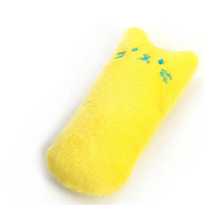Cute Cat Toys Funny Interactive Plush Cat Toy Mini Teeth Grinding Catnip Toys Kitten Chewing Squeaky Toy Pets Accessories 03 yellow