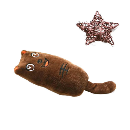 Cute Cat Toys Funny Interactive Plush Cat Toy Mini Teeth Grinding Catnip Toys Kitten Chewing Squeaky Toy Pets Accessories 04 brown