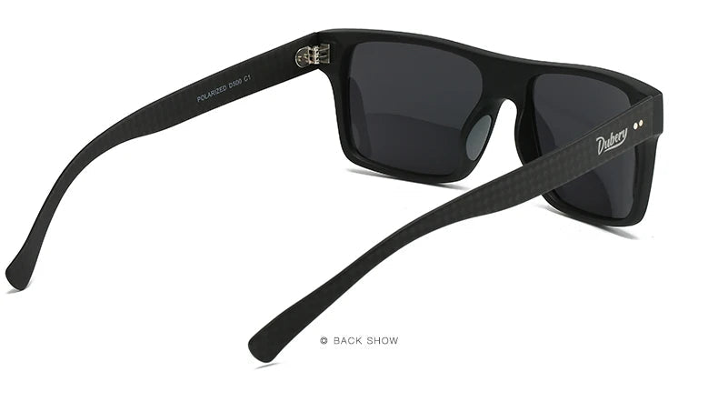 DUBERY Carbon Fiber Sunglasses Vintage Polarized Men's Sun Glasses For Men Driving Black Square Oculos Male 6 Colors Model 500