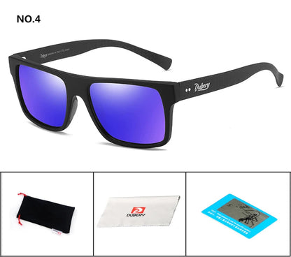 DUBERY Carbon Fiber Sunglasses Vintage Polarized Men's Sun Glasses For Men Driving Black Square Oculos Male 6 Colors Model 500 C4 D500