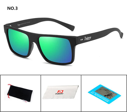DUBERY Carbon Fiber Sunglasses Vintage Polarized Men's Sun Glasses For Men Driving Black Square Oculos Male 6 Colors Model 500 C3 D500