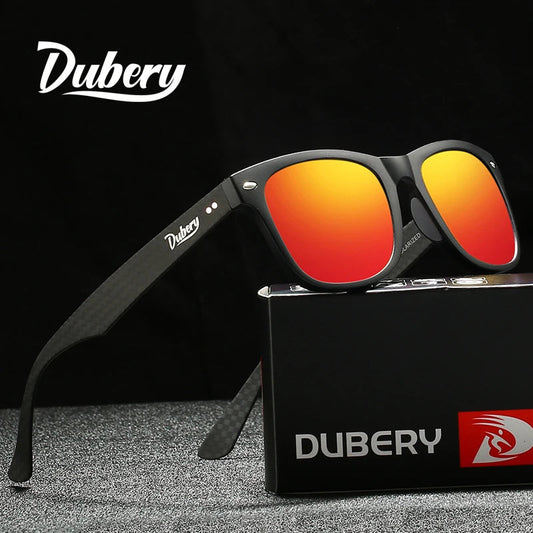 DUBERY Carbon Fiber Sunglasses Vintage Polarized Men's Sun Glasses For Men Driving Black Square Oculos Male 6 Colors Model 755