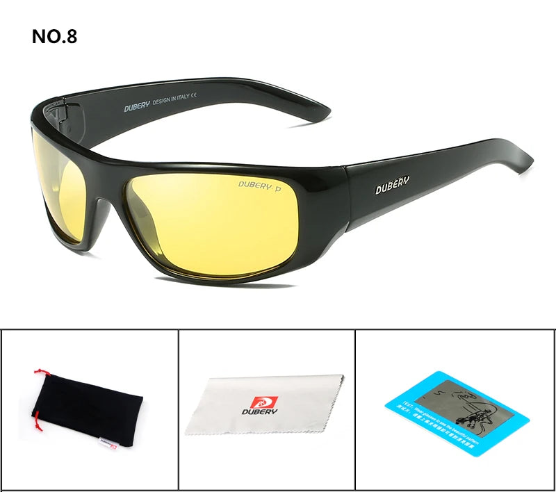DUBERY Design Men's Glasses Polarized Night Vision Sunglasses Men's Retro Male Sun Glass For Men UV400 Shades 1418 C8 Polarized D1418