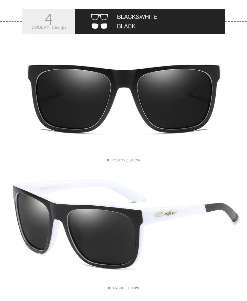DUBERY Design Polarized HD Sunglasses Men Driver Shades Male Sun Glasses For Men Summer Mirror Square Oculos UV400 187 C4 Polarized D187