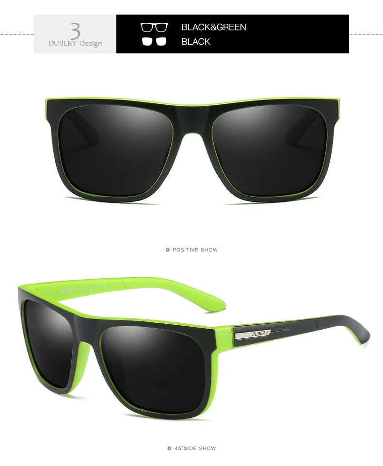 DUBERY Design Polarized HD Sunglasses Men Driver Shades Male Sun Glasses For Men Summer Mirror Square Oculos UV400 187 C3 Polarized D187