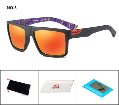 DUBERY Design Polarized Sunglasses Men Driver Shades Male Vintage Sun Glasses For Men Spuare Colorful Summer UV400 Oculos C3 Polarized D918