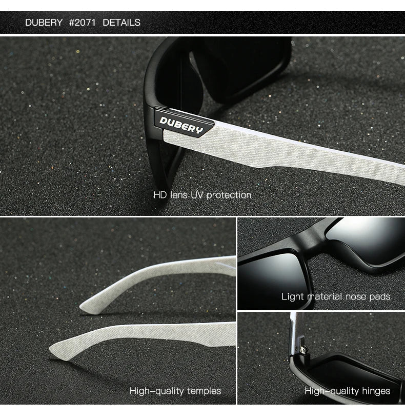 DUBERY Design Polarized Sunglasses Men Driver Shades Male Vintage Sun Glasses For Men Spuare Colorful Summer UV400 Oculos