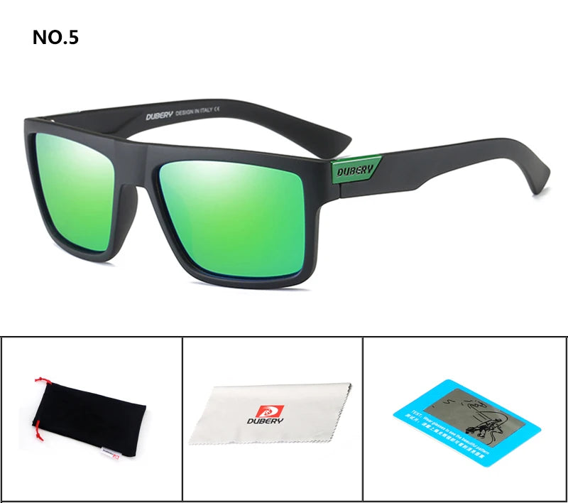 DUBERY Design Polarized Sunglasses Men Driver Shades Male Vintage Sun Glasses For Men Spuare Colorful Summer UV400 Oculos C5 Polarized D918