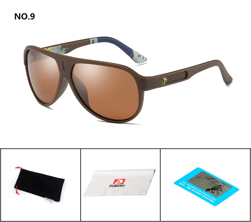 DUBERY Design Polarized Sunglasses Men Driving Shades Male Retro Sun Glasses For Men Summer Mirror Goggle UV400 Oculos 163 C9 Polarized D163