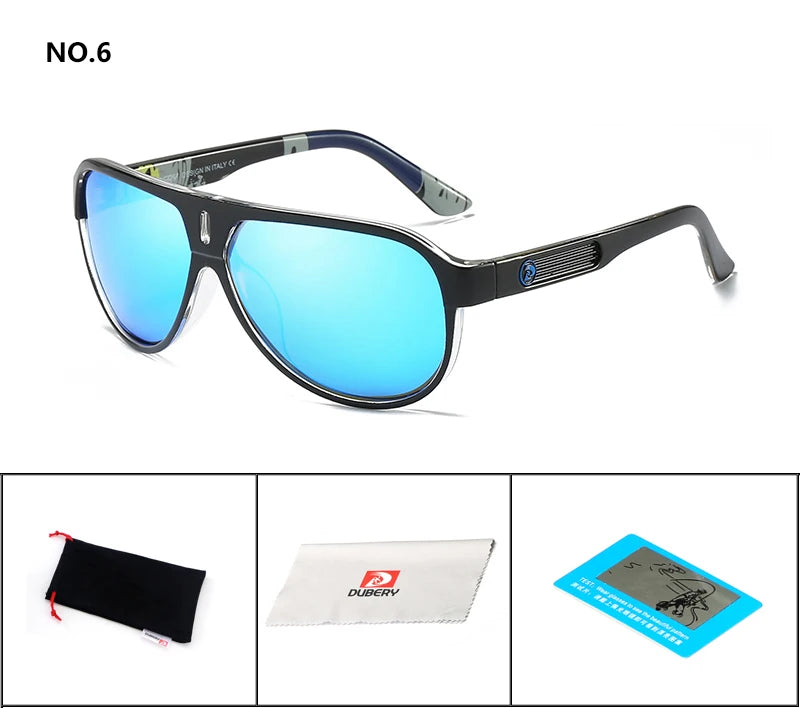 DUBERY Design Polarized Sunglasses Men Driving Shades Male Retro Sun Glasses For Men Summer Mirror Goggle UV400 Oculos 163 C6 Polarized D163