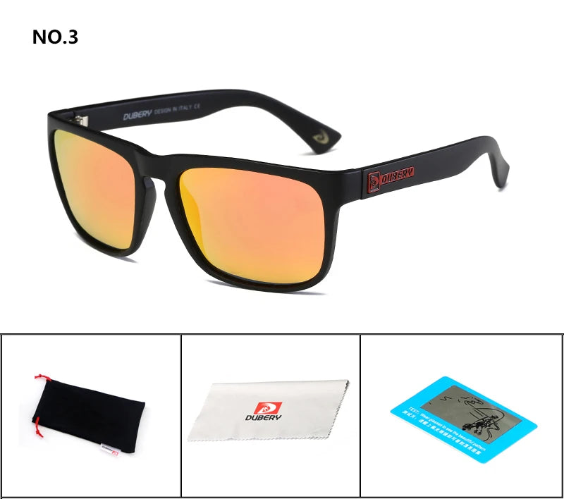 DUBERY Design Polarized Sunglasses Men Drving Shades Male Sun Glasses For Men Summer Square Goggle Oculos UV400 730 C3 Polarized D730