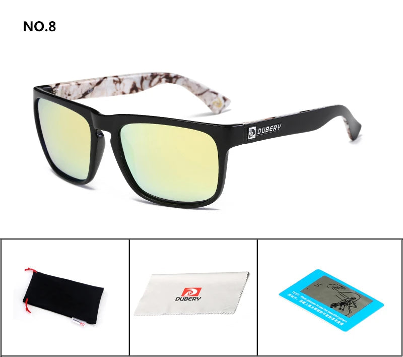 DUBERY Design Polarized Sunglasses Men Drving Shades Male Sun Glasses For Men Summer Square Goggle Oculos UV400 730 C8 Polarized D730