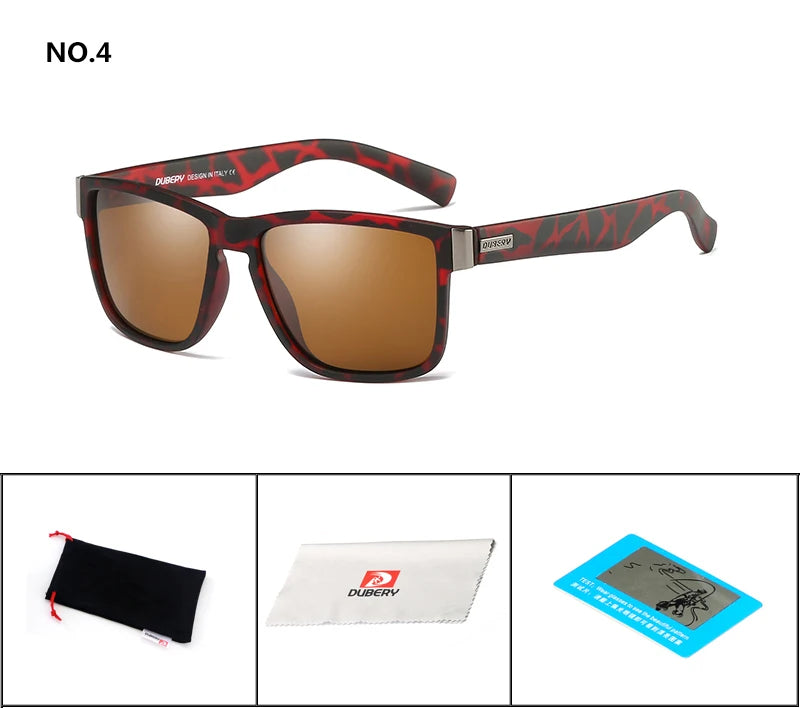 DUBERY Fishing Camping Hiking Sunglasses Polarized Sunglasses Male Sun Glasses For Men Retro Cheap Luxury Brand Designer 518 C4 Polarized D518