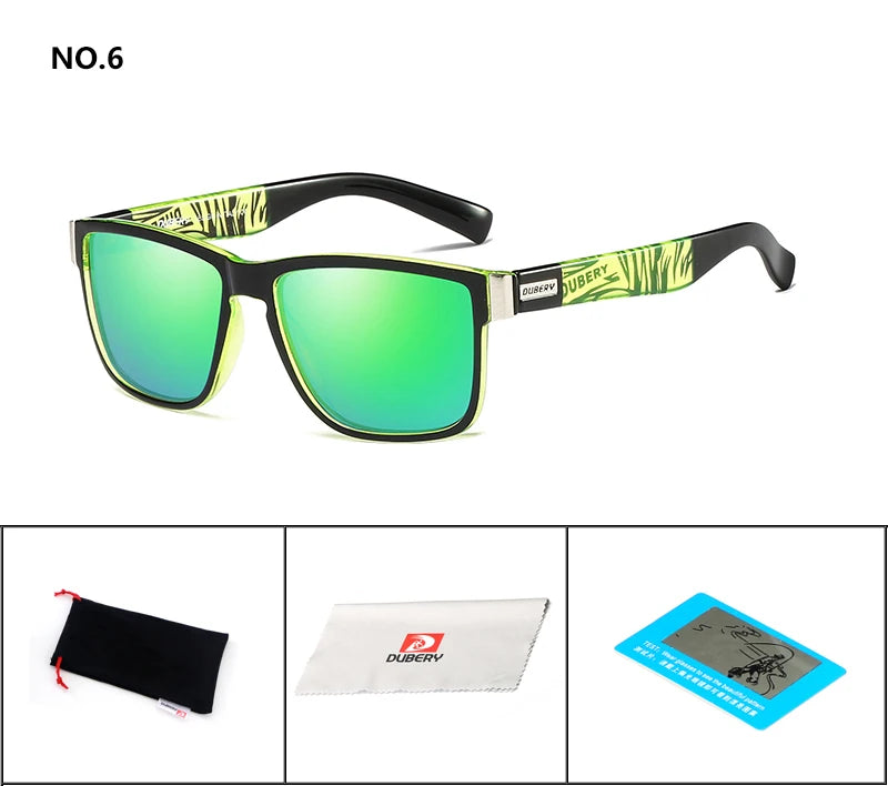 DUBERY Fishing Camping Hiking Sunglasses Polarized Sunglasses Male Sun Glasses For Men Retro Cheap Luxury Brand Designer 518 C6 Polarized D518