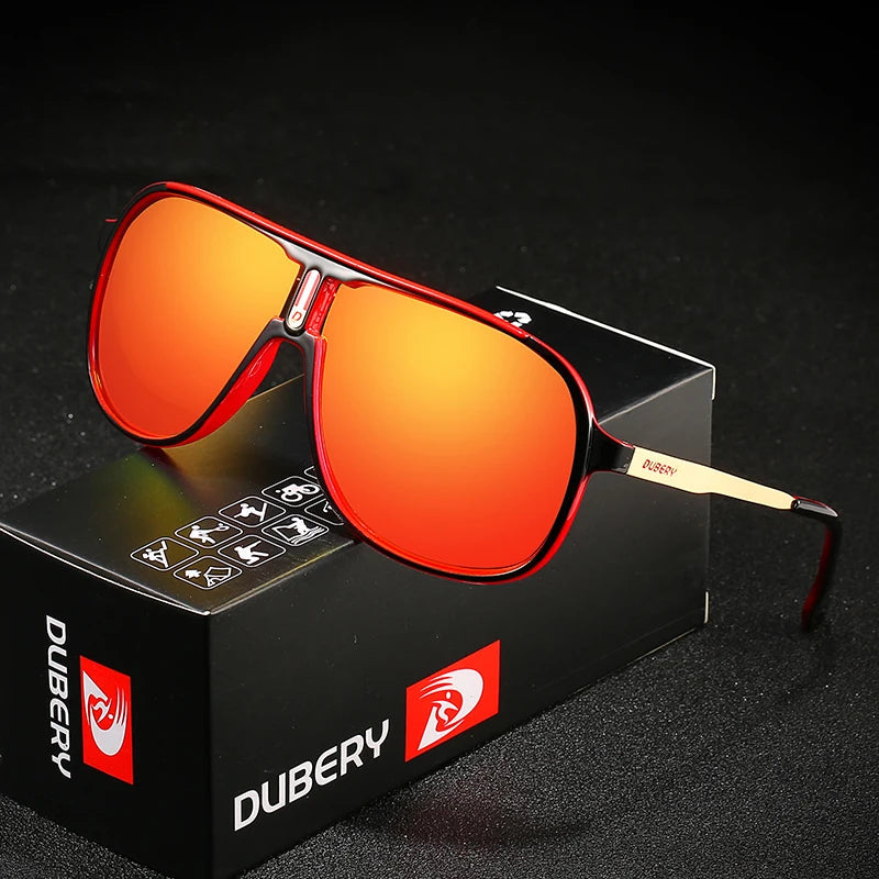 DUBERY Men Driving Sunglasses Pilot Polarized Fishing Sun Glasses Outdoor Travel Goggle Shades Male 100%UV Protection Metal Legs