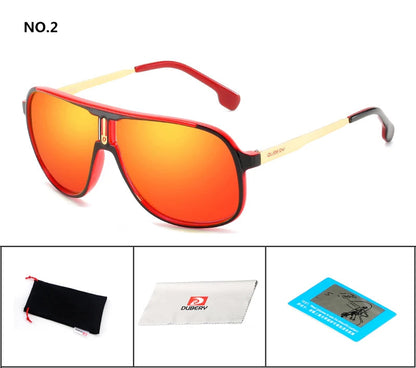 DUBERY Men Driving Sunglasses Pilot Polarized Fishing Sun Glasses Outdoor Travel Goggle Shades Male 100%UV Protection Metal Legs C2 D107