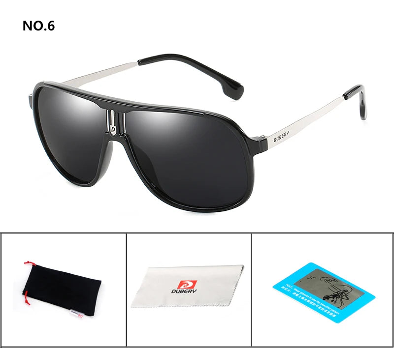 DUBERY Men Driving Sunglasses Pilot Polarized Fishing Sun Glasses Outdoor Travel Goggle Shades Male 100%UV Protection Metal Legs C6 D107
