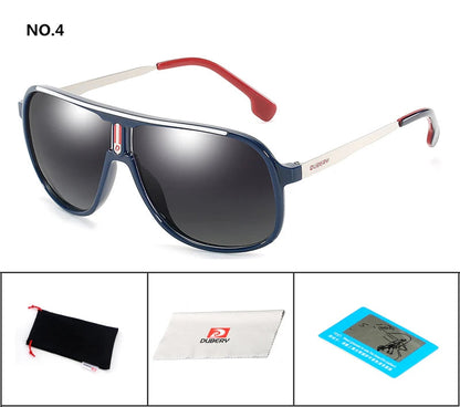 DUBERY Men Driving Sunglasses Pilot Polarized Fishing Sun Glasses Outdoor Travel Goggle Shades Male 100%UV Protection Metal Legs C4 D107